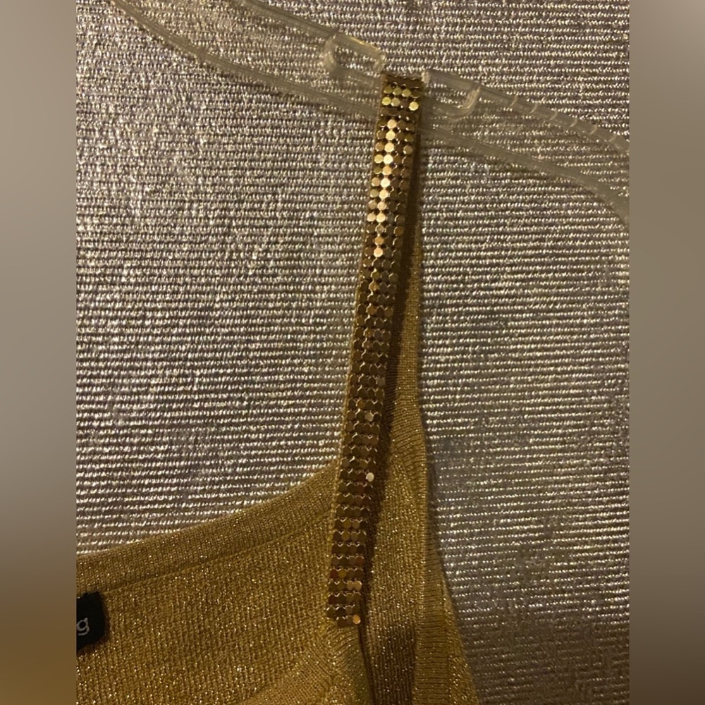 LAST CHANCE 🔥 Spenser Evening Gold Spaghetti Strap Top Size L - Picture 7 of 8